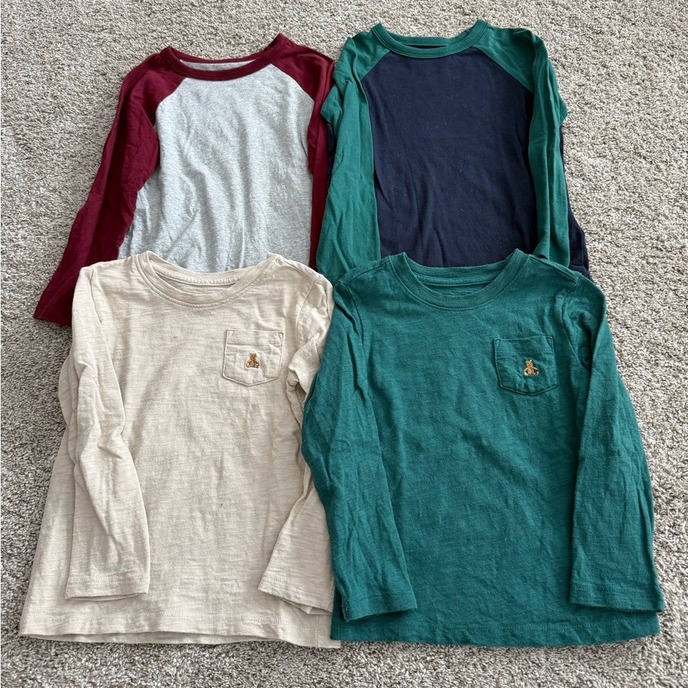 Kids Long Sleeve Shirt Set - Green, Cream, Red